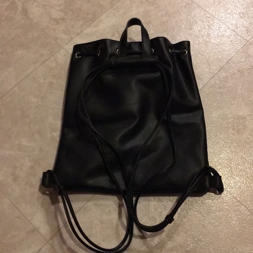 Black Back Pack Purse With Draw String Close ! - image 2